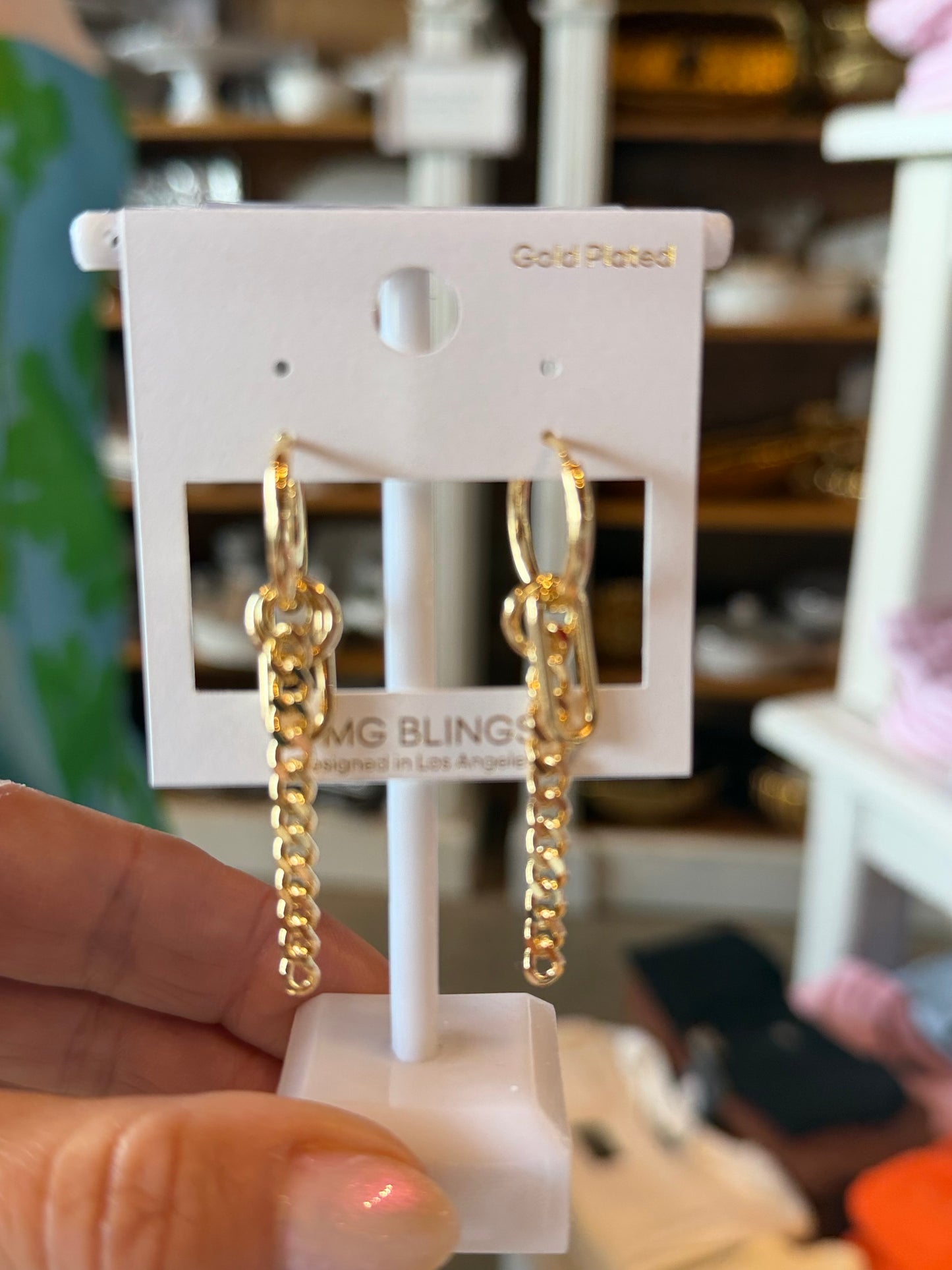 Gold Curb Chain Earrings