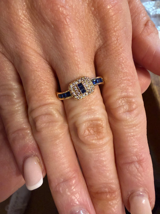 Wavy CZ Ring - Navy