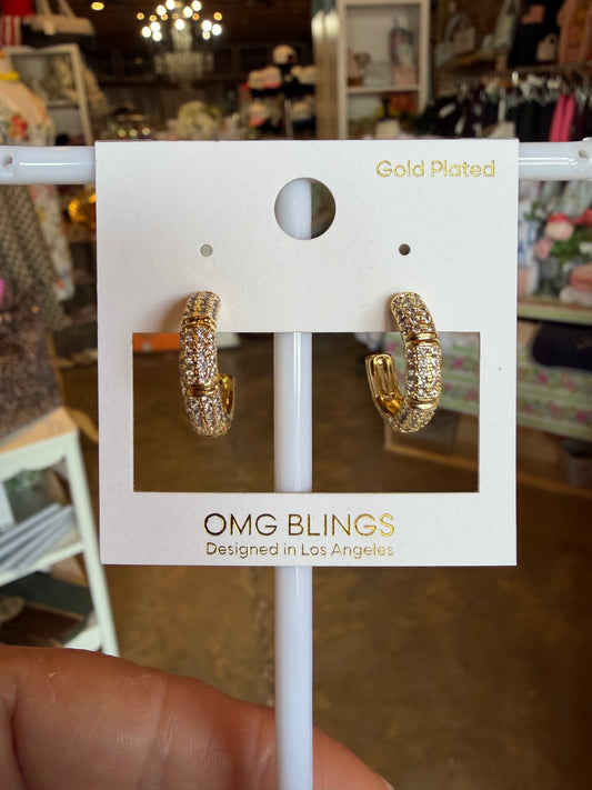 CZ Hoop Earrings Gold