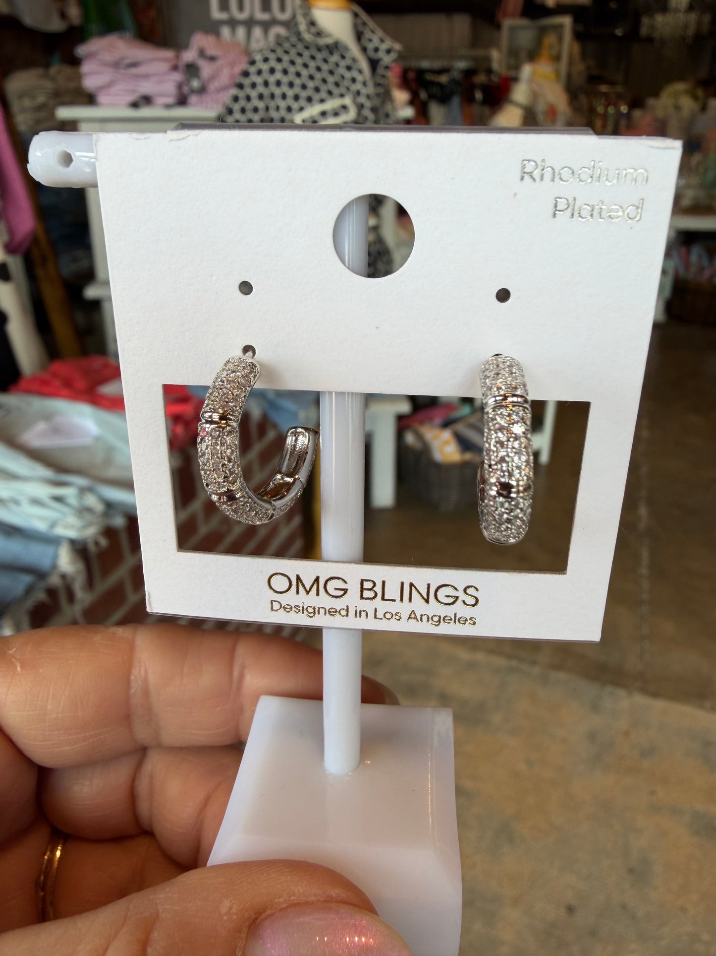 CZ Hoop Earrings Sliver