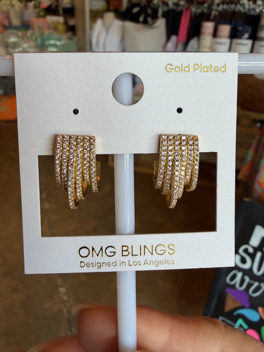 6-Layer CZ Huggie Earrings