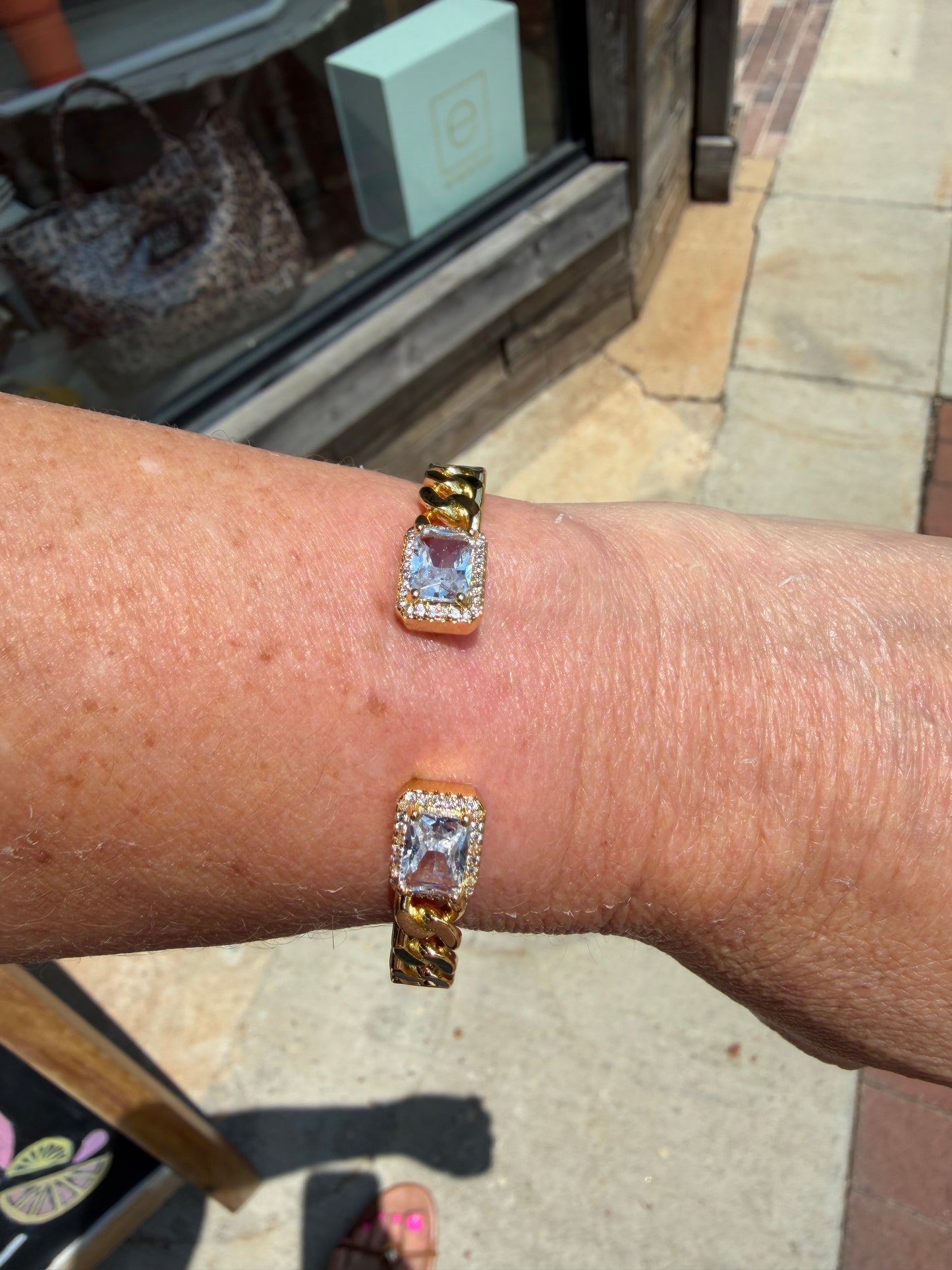 CZ Curb Chain Cuff - Clear