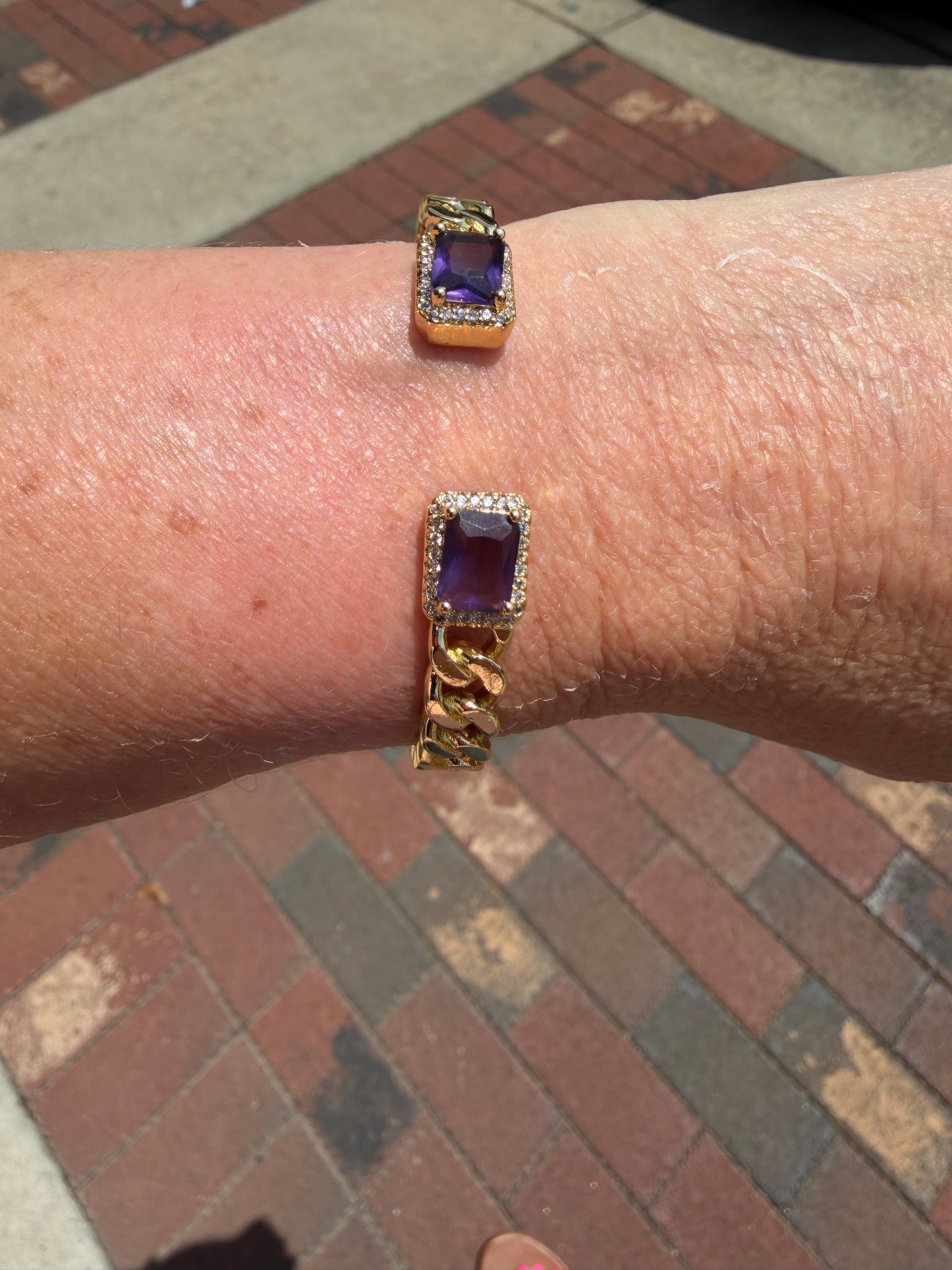 CZ Curb Chain Cuff - Purple