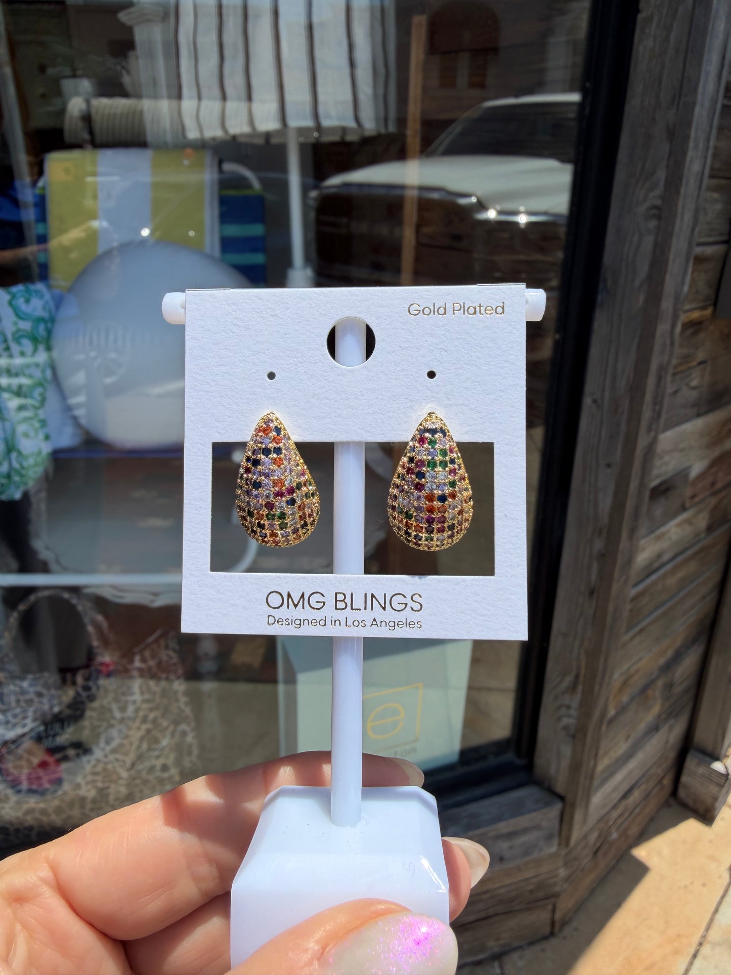Gold Spotted Tear Drop Earrings