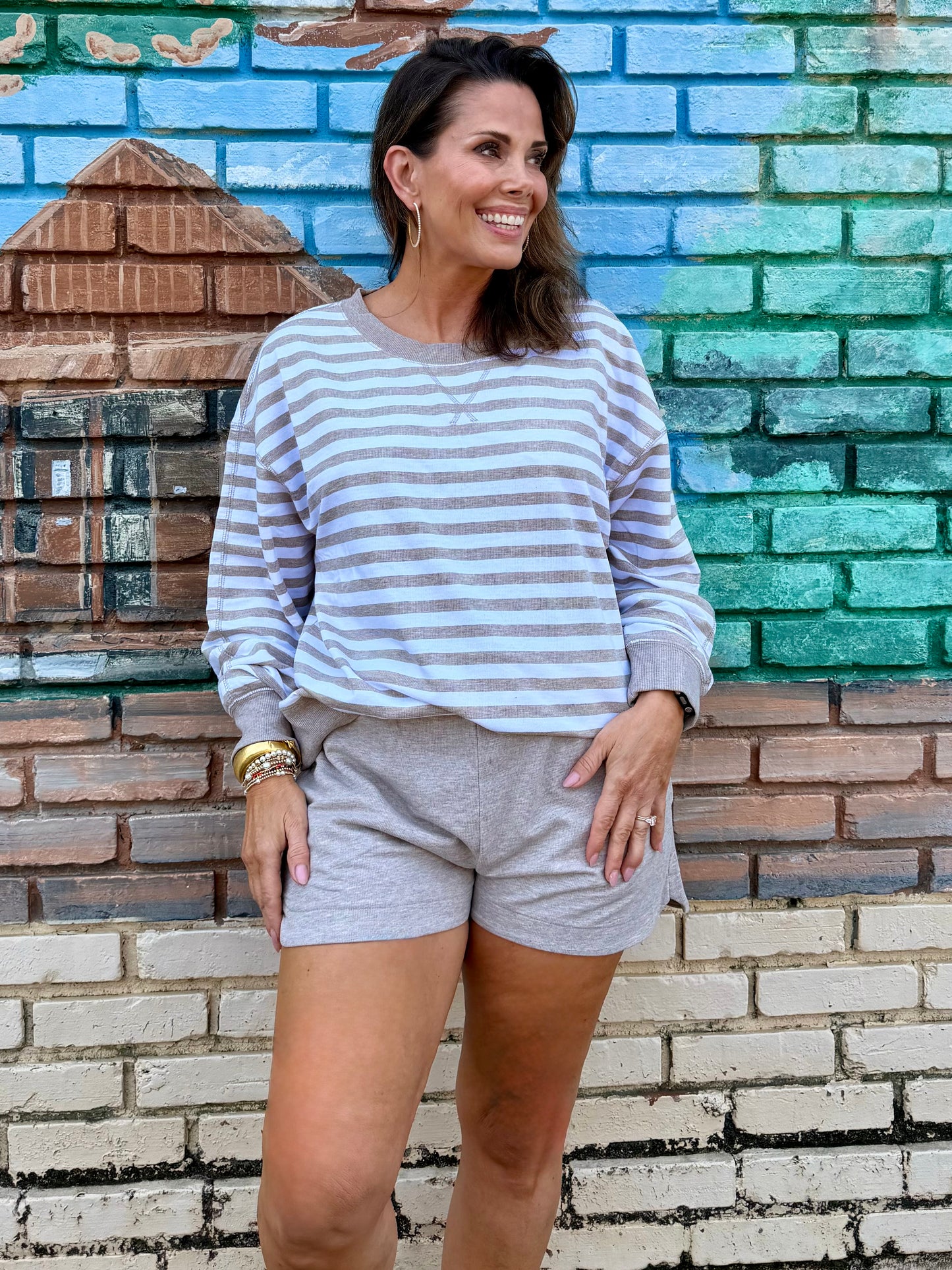 Everyday French Terry Striped Crew Top