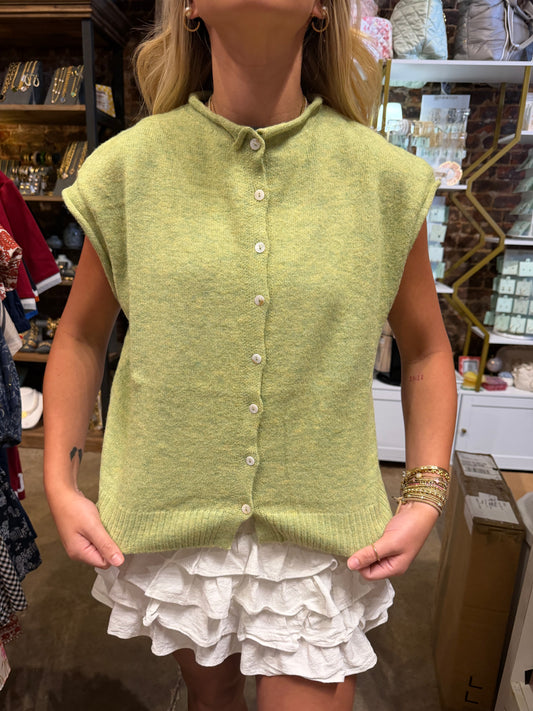 Sweater Vest Cardigan - Lemongrass