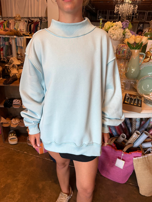 Solid Reversible Mock Neck Sweatshirt Top