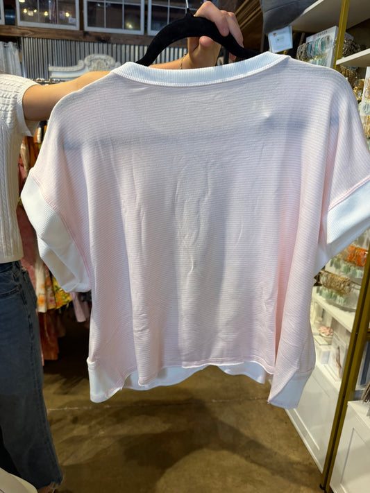Overlap Open Back Reverse Stitch Stripe Crop