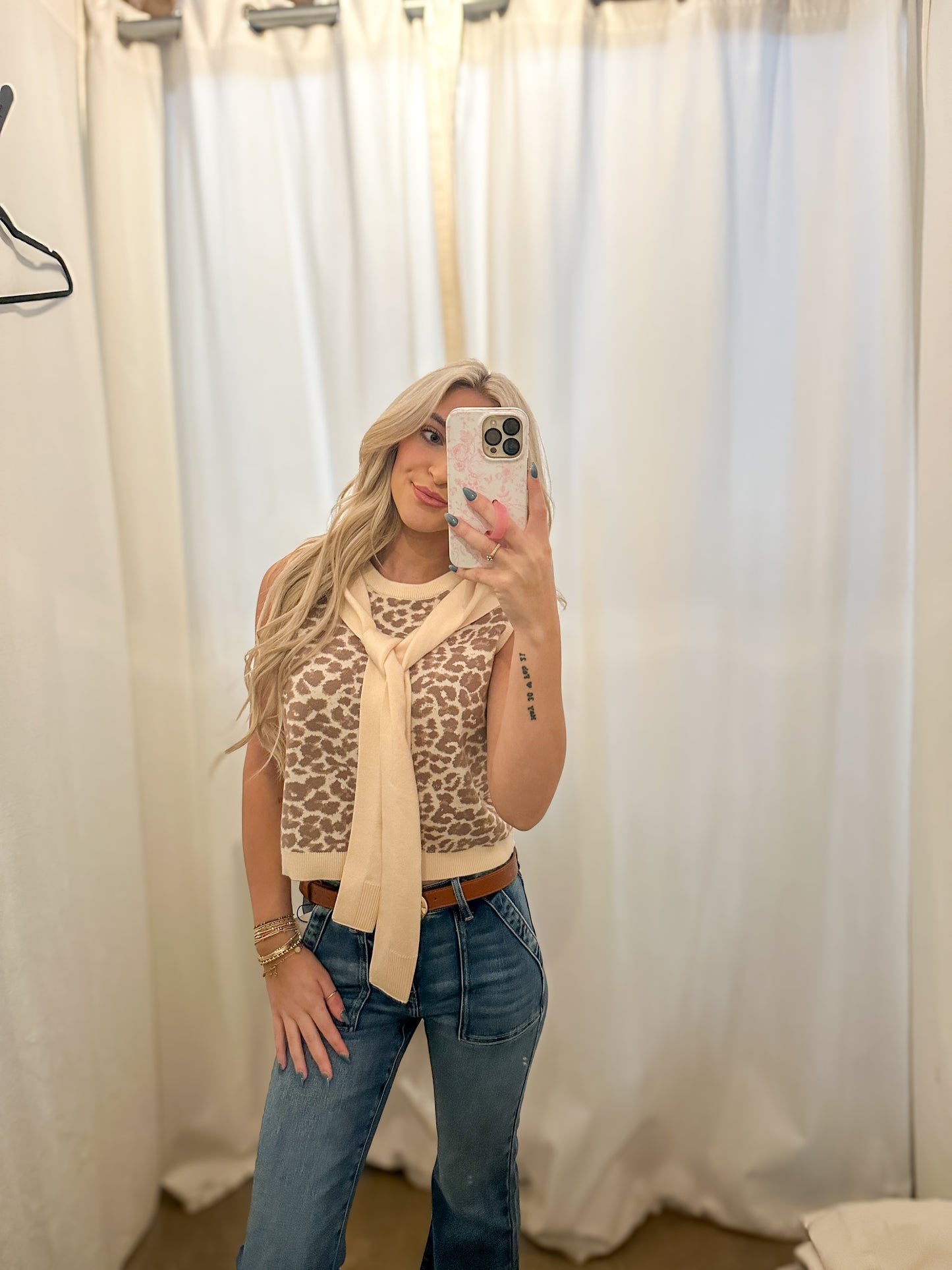 Ecru Tie Neck Sweater