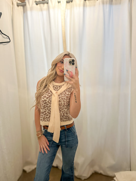 Ecru Tie Neck Sweater