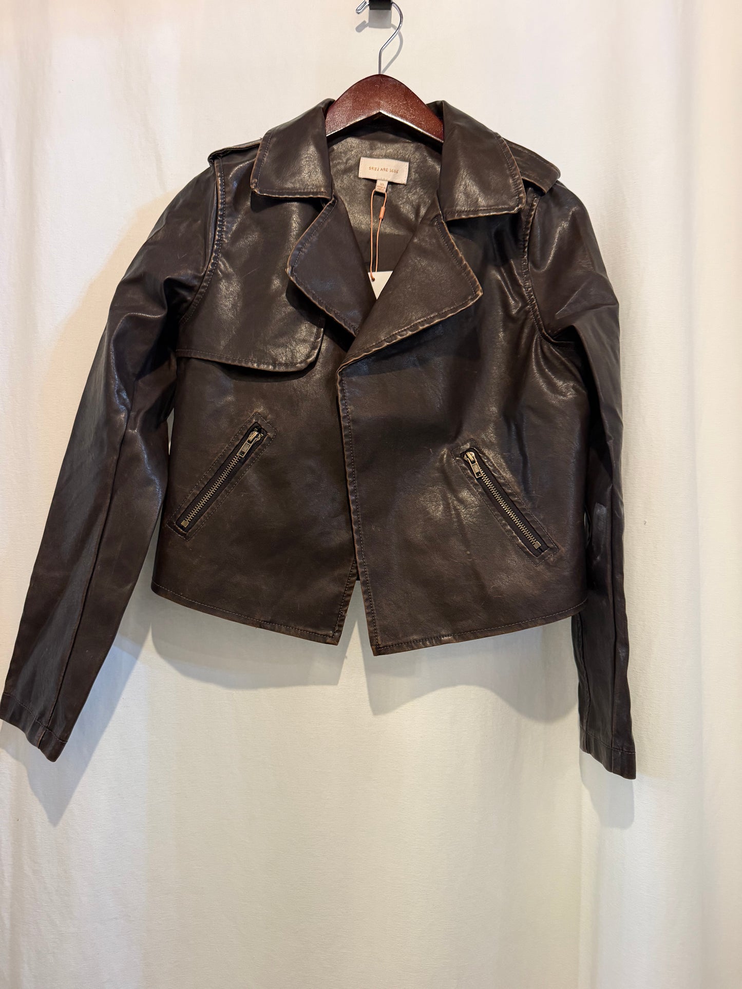 Distressed Pu Moto Jacket