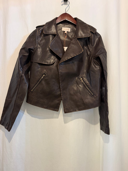 Distressed Pu Moto Jacket