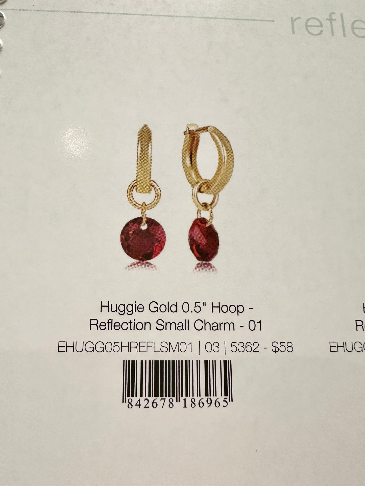 Huggle Gold 0.5" Hoop - Reflection Small BirthStone Earrings
