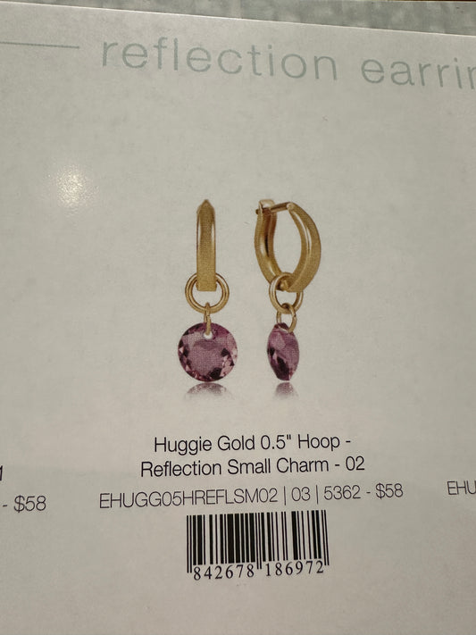 Huggle Gold 0.5" Hoop - Reflection Small BirthStone Earrings