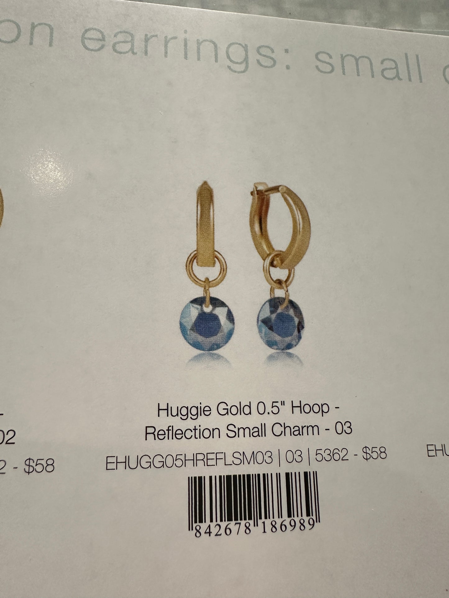 Huggle Gold 0.5" Hoop - Reflection Small BirthStone Earrings