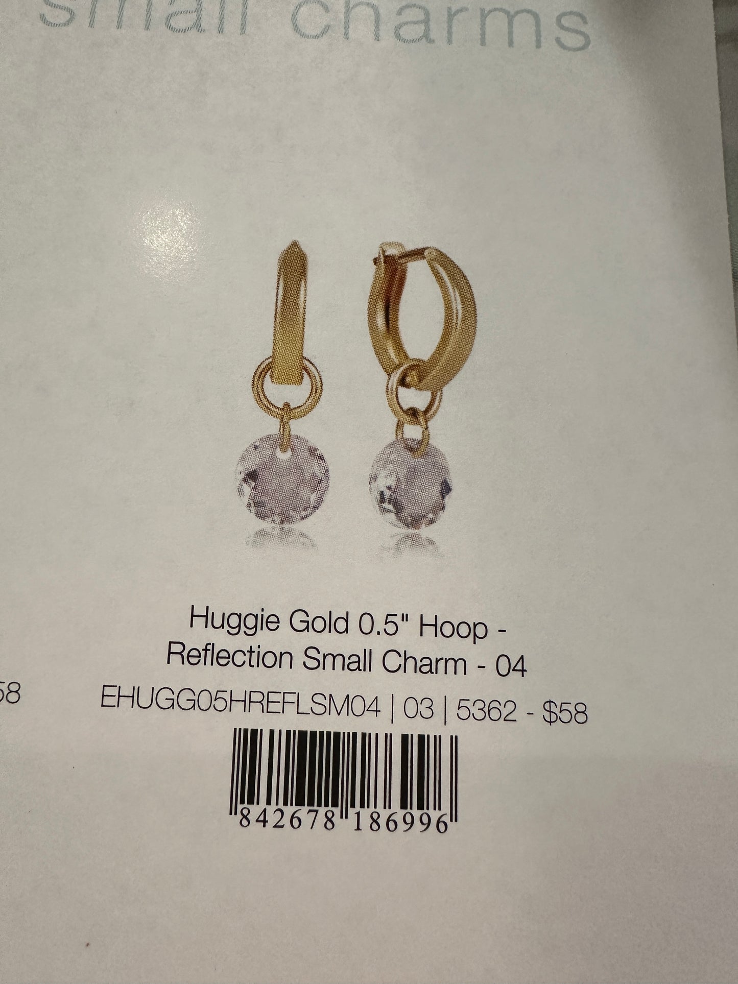 Huggle Gold 0.5" Hoop - Reflection Small BirthStone Earrings