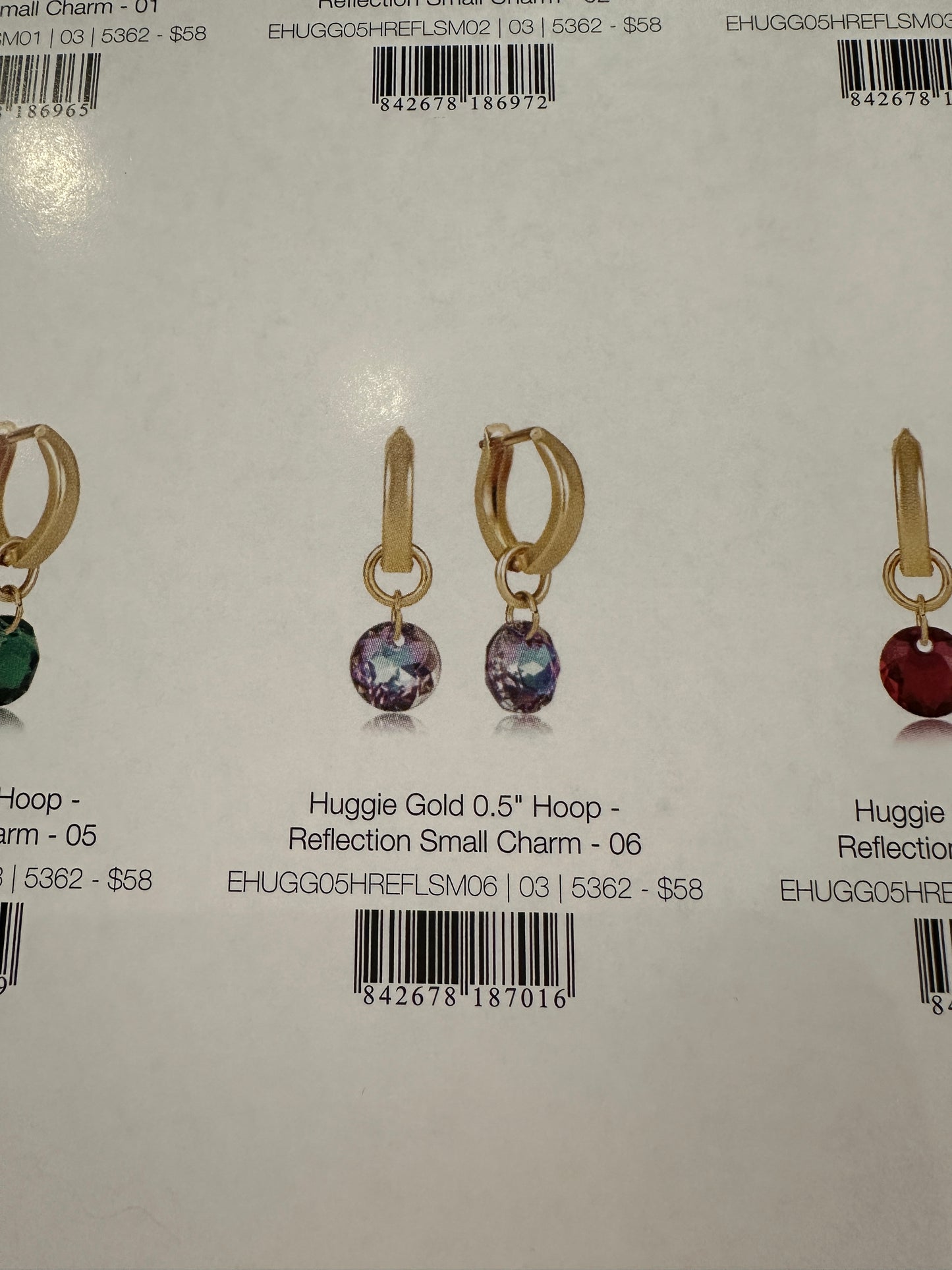 Huggle Gold 0.5" Hoop - Reflection Small BirthStone Earrings