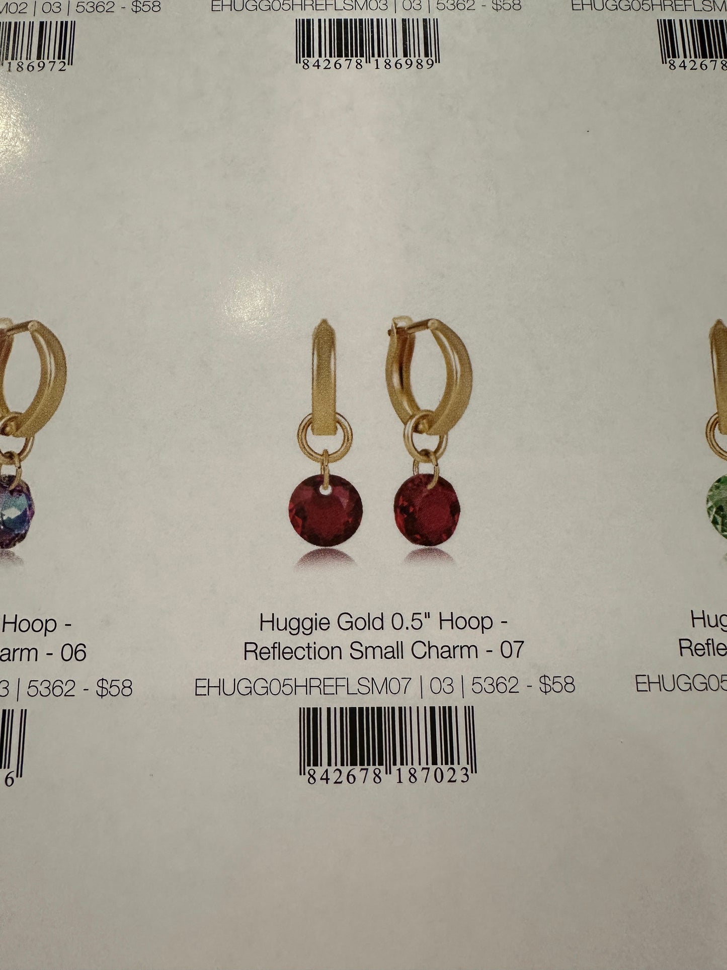 Huggle Gold 0.5" Hoop - Reflection Small BirthStone Earrings