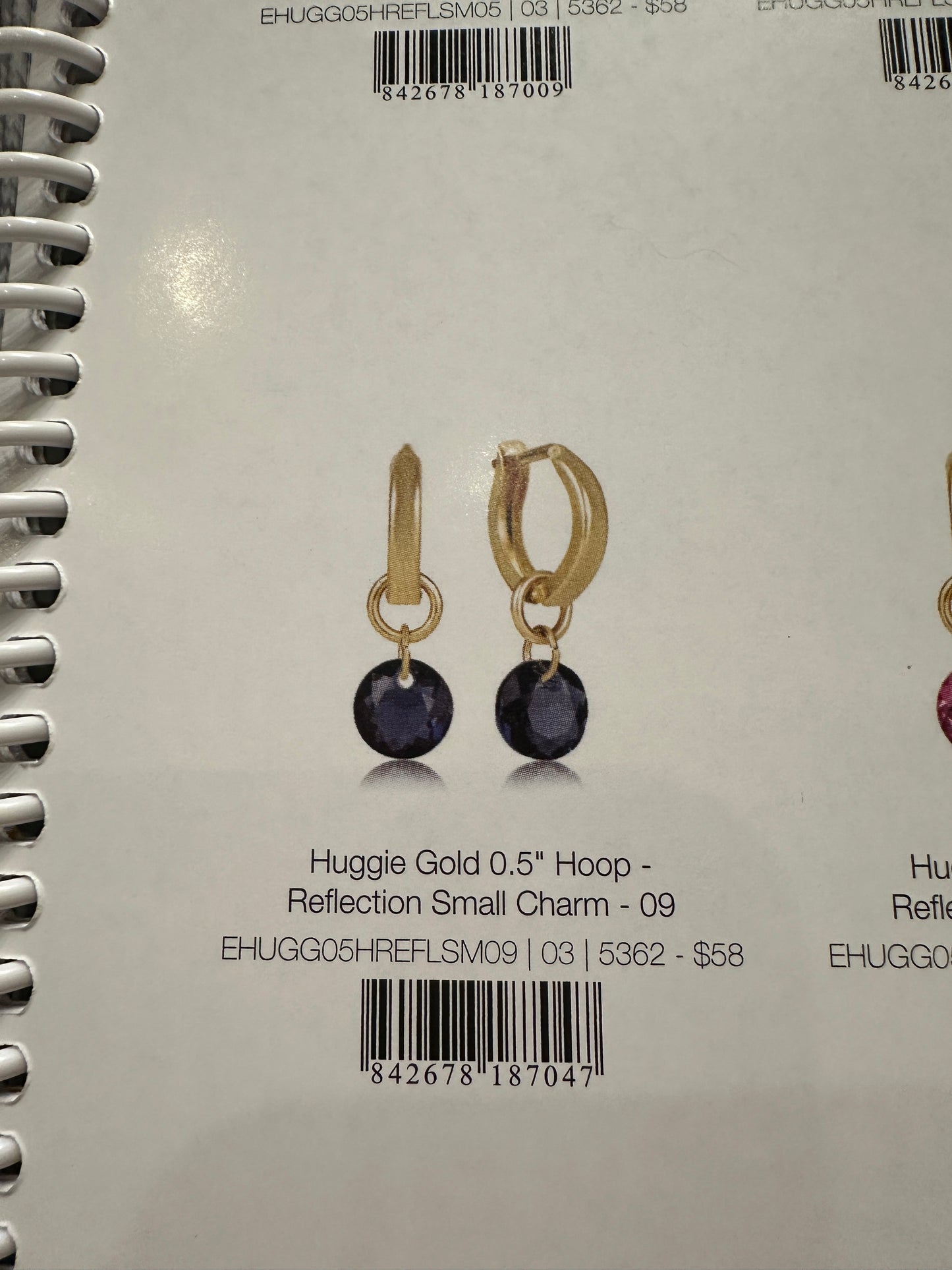 Huggle Gold 0.5" Hoop - Reflection Small BirthStone Earrings