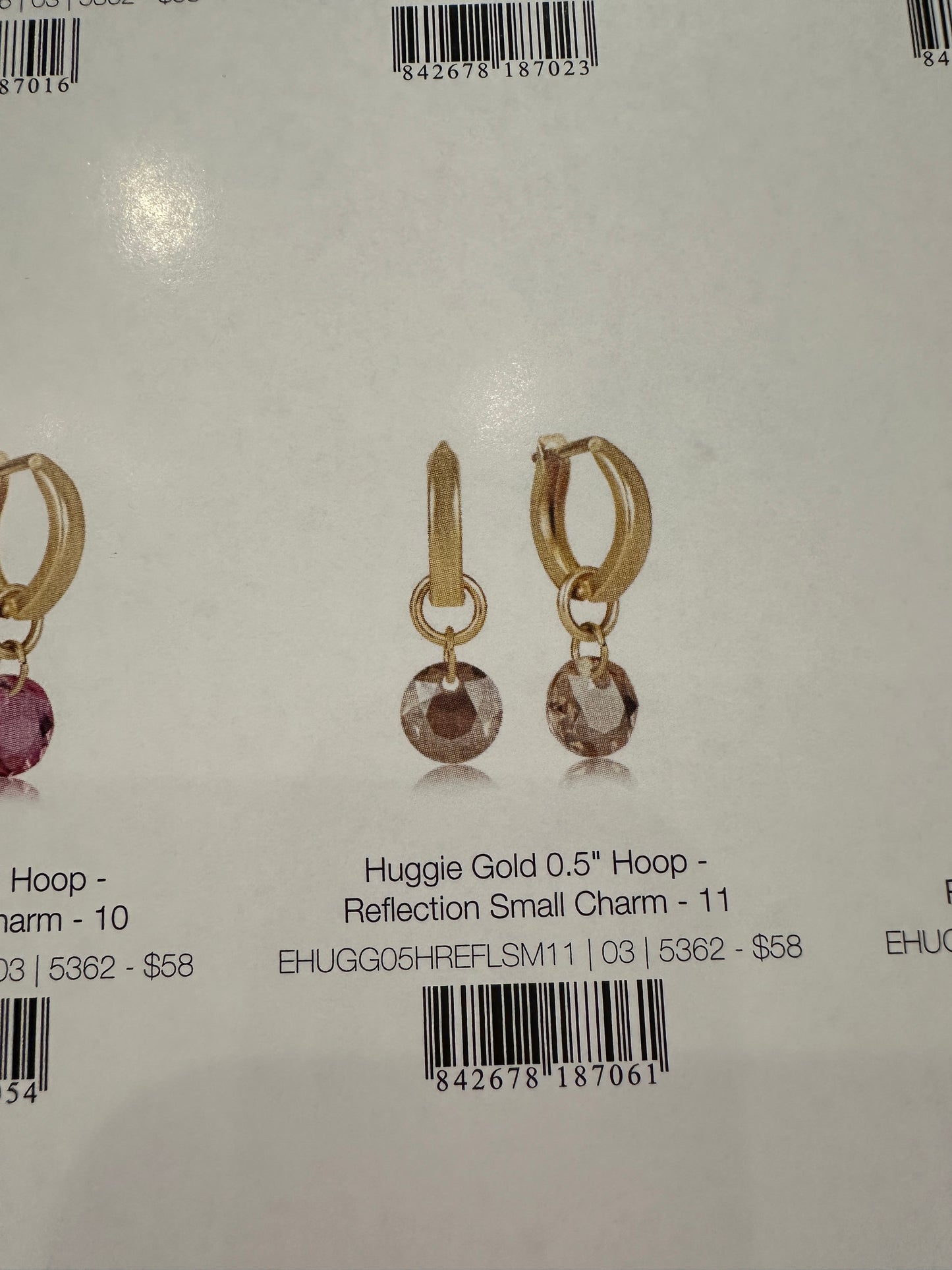 Huggle Gold 0.5" Hoop - Reflection Small BirthStone Earrings
