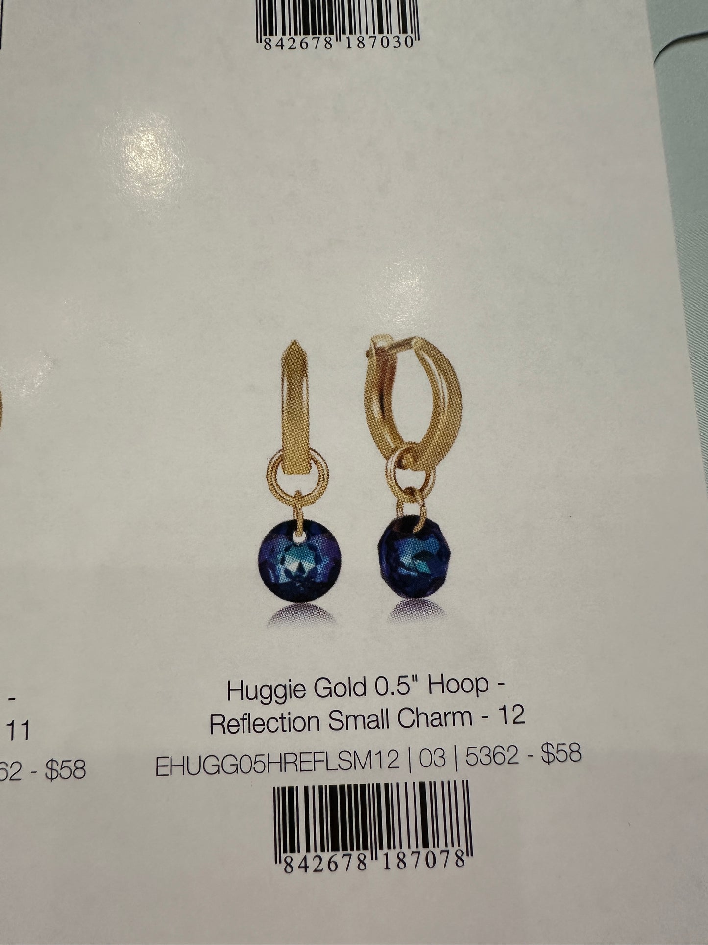 Huggle Gold 0.5" Hoop - Reflection Small BirthStone Earrings