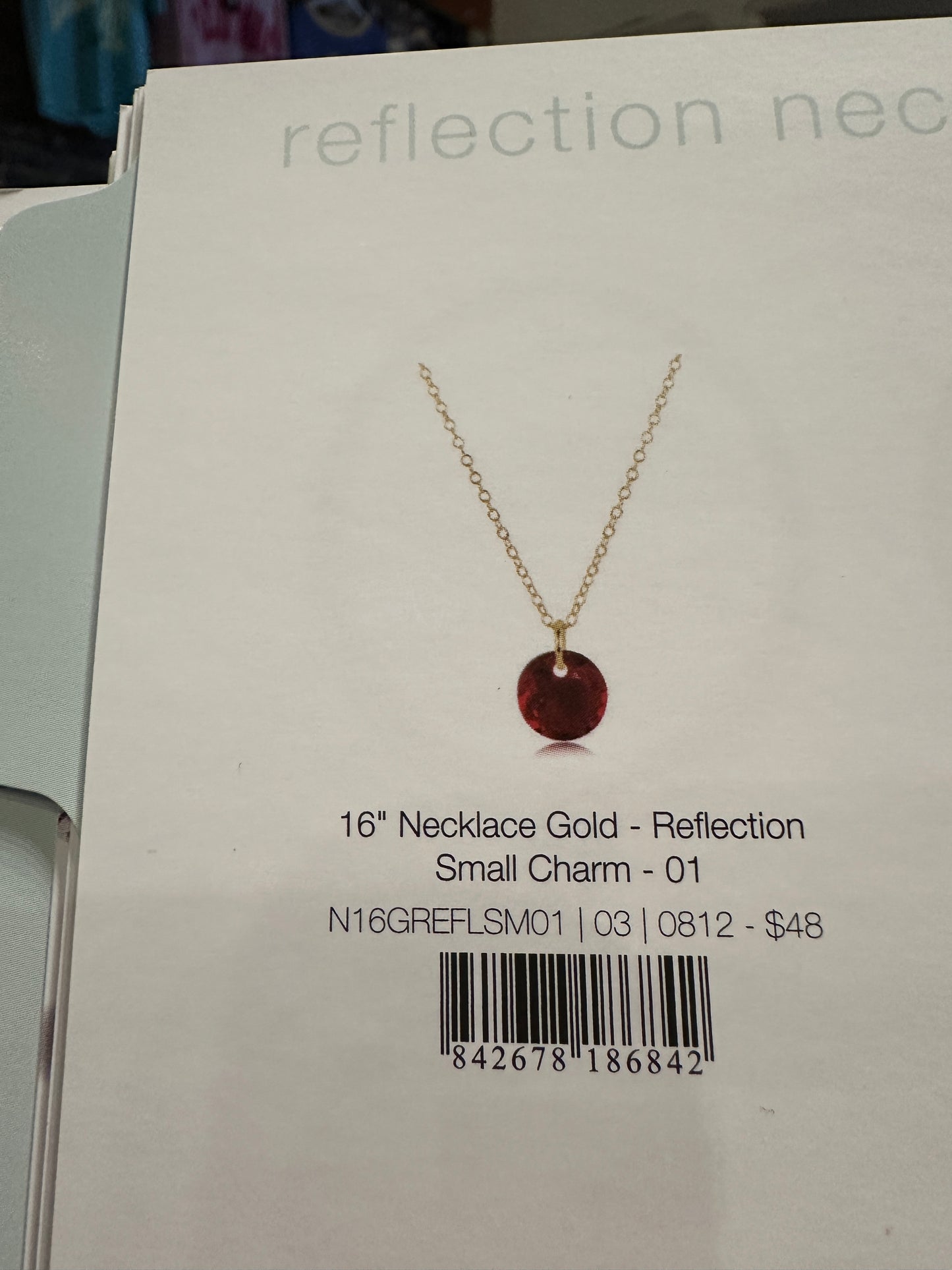 16" Necklace Gold - Reflection Small Charm Birth Stone