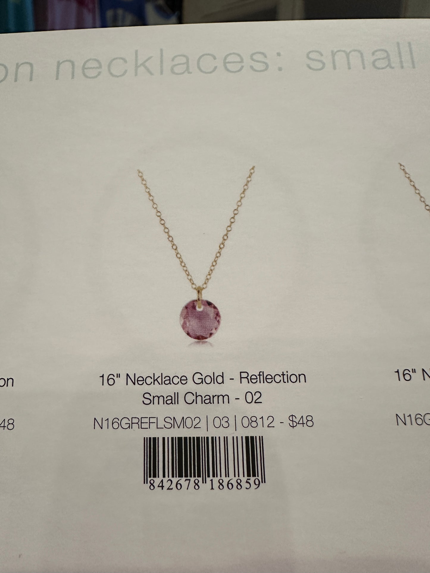 16" Necklace Gold - Reflection Small Charm Birth Stone