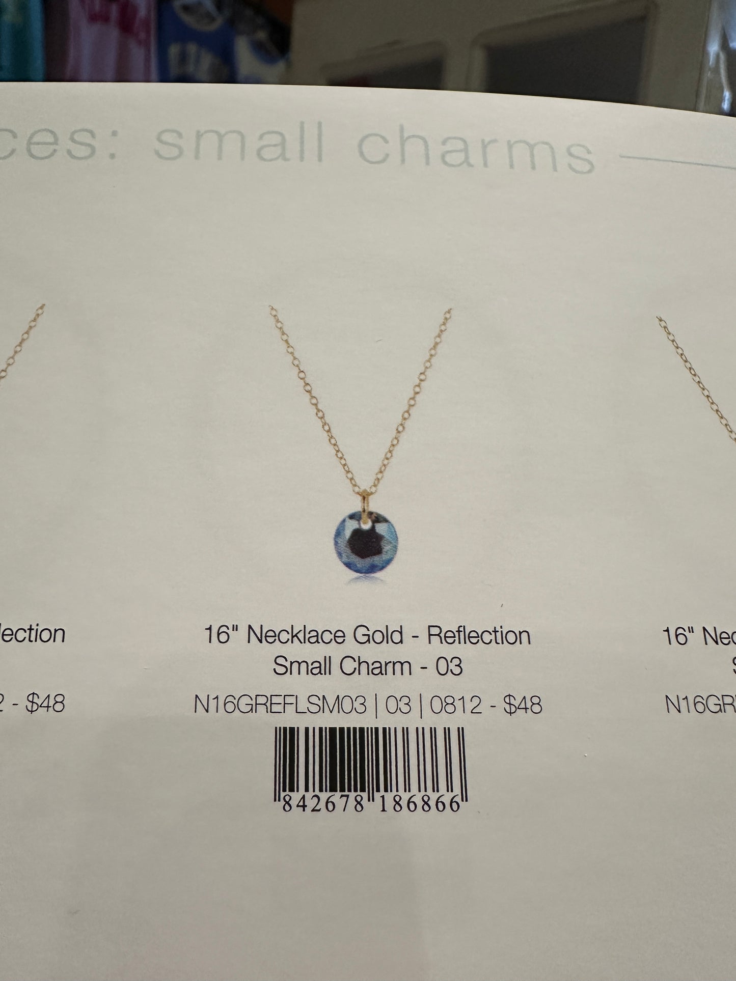 16" Necklace Gold - Reflection Small Charm Birth Stone