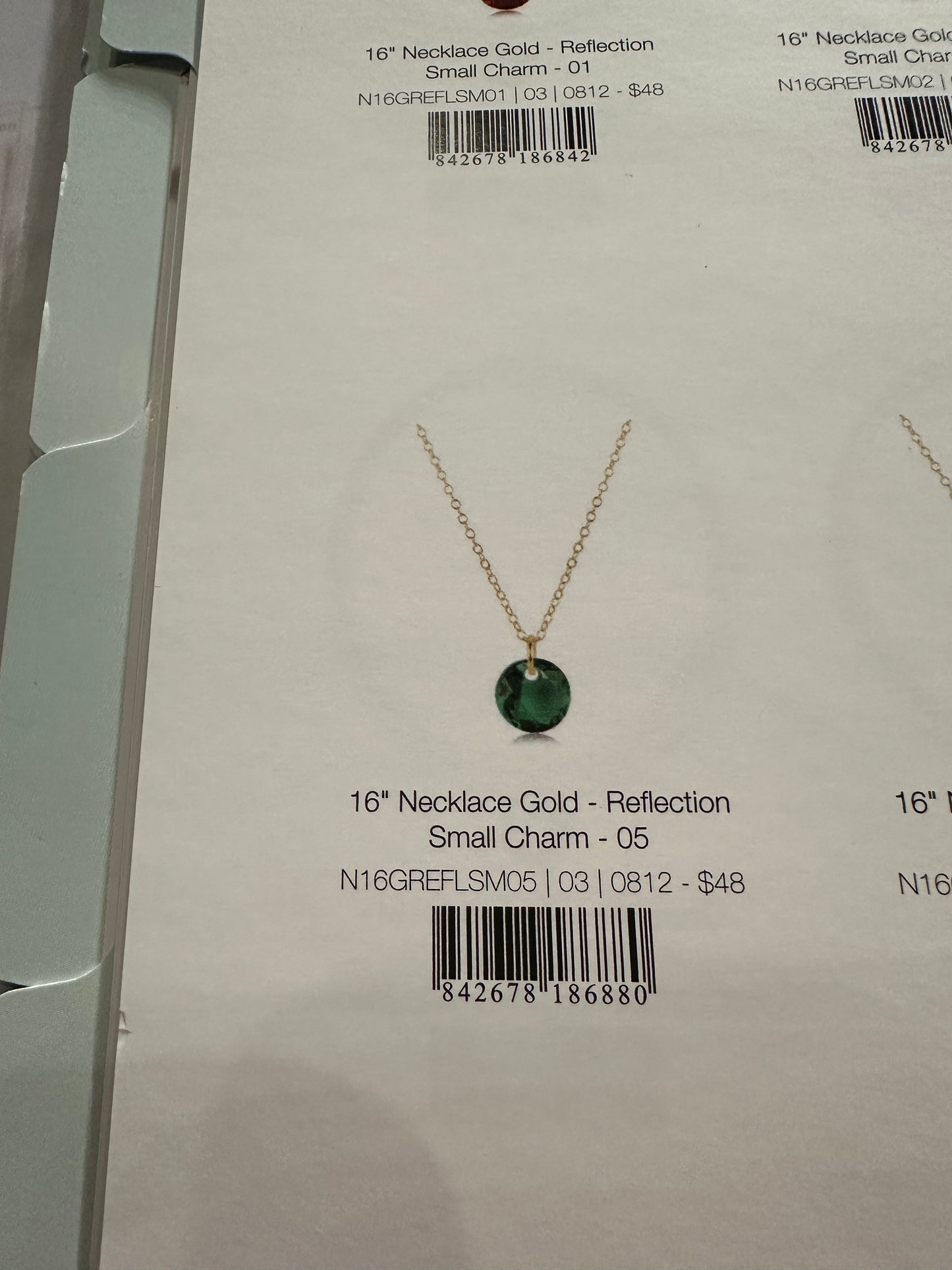 16" Necklace Gold - Reflection Small Charm Birth Stone