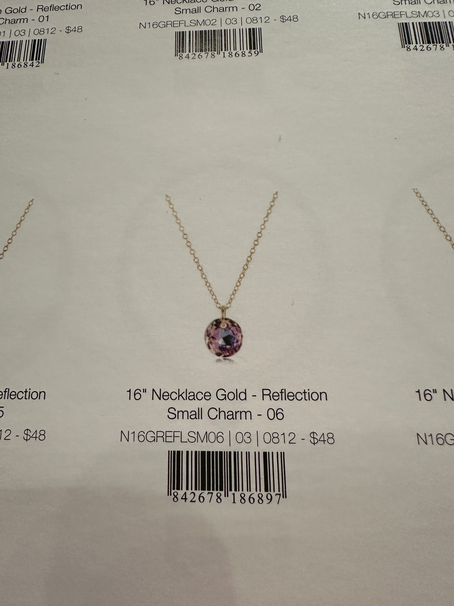 16" Necklace Gold - Reflection Small Charm Birth Stone