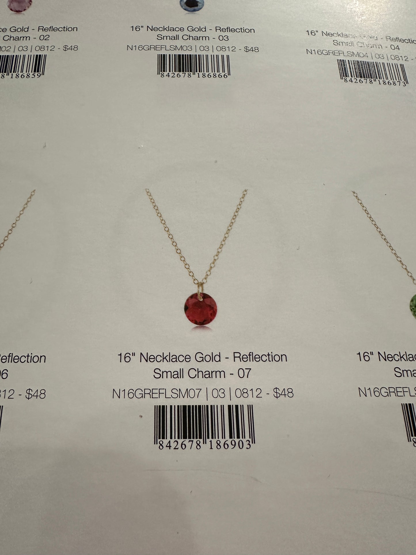 16" Necklace Gold - Reflection Small Charm Birth Stone