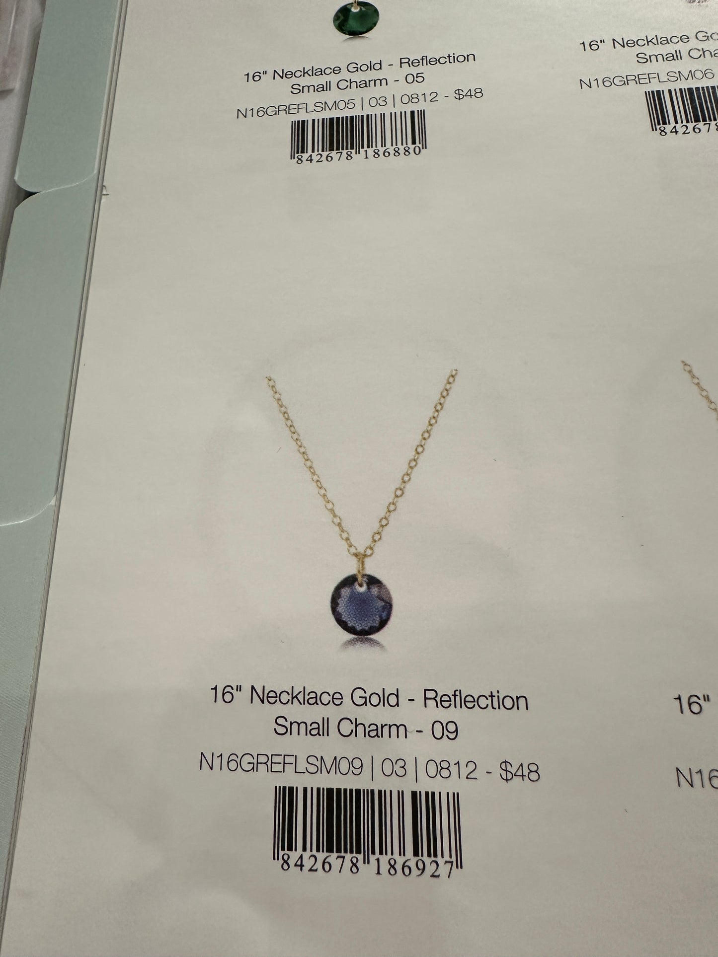 16" Necklace Gold - Reflection Small Charm Birth Stone