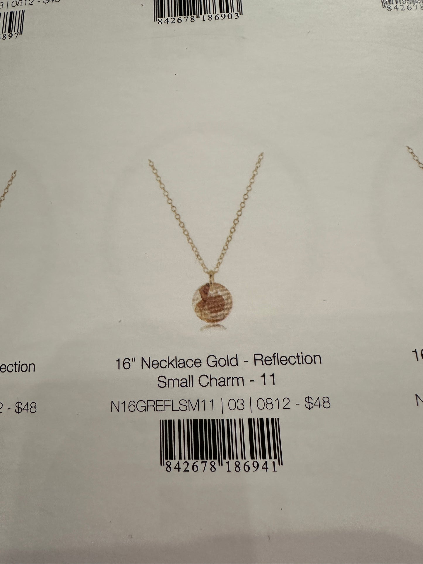 16" Necklace Gold - Reflection Small Charm Birth Stone