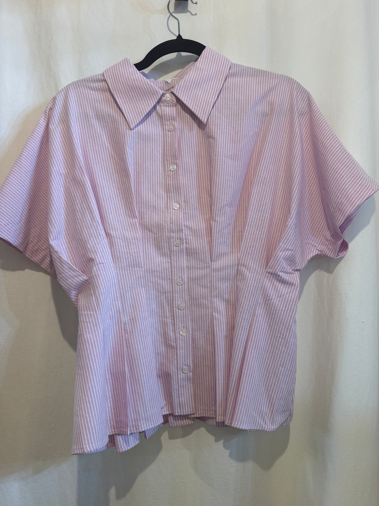 Pleated S/S Button Down Shirt