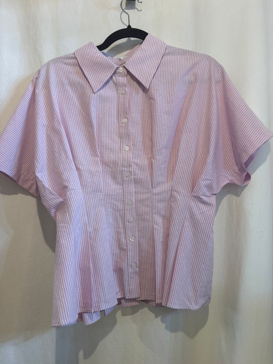 Pleated S/S Button Down Shirt