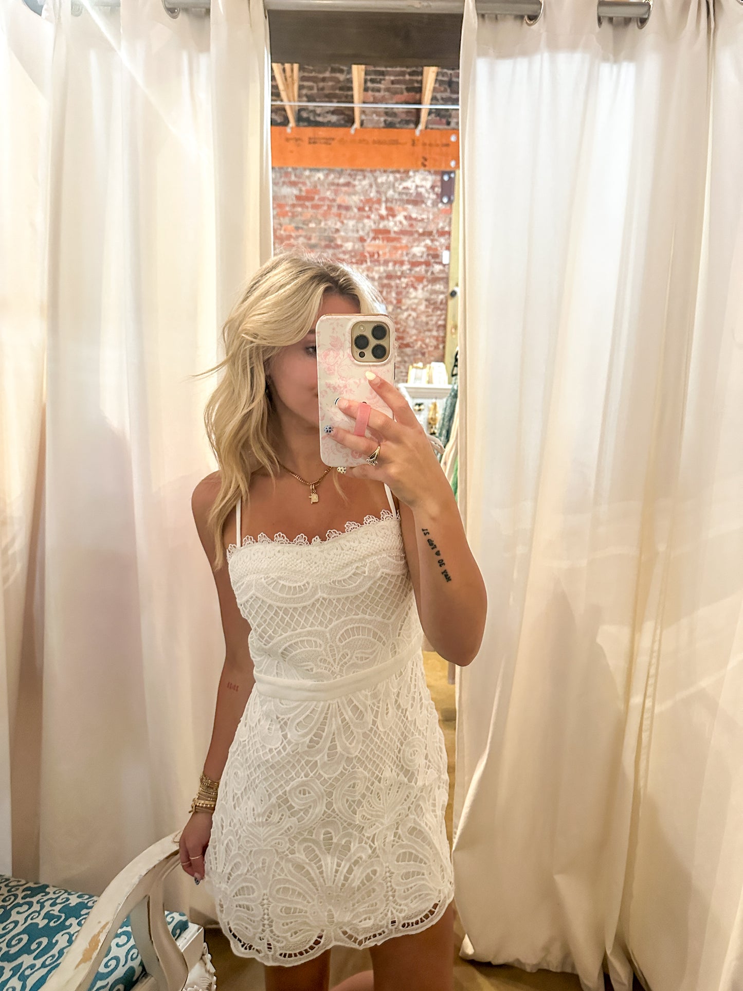 Brocade Lace Mini Dress