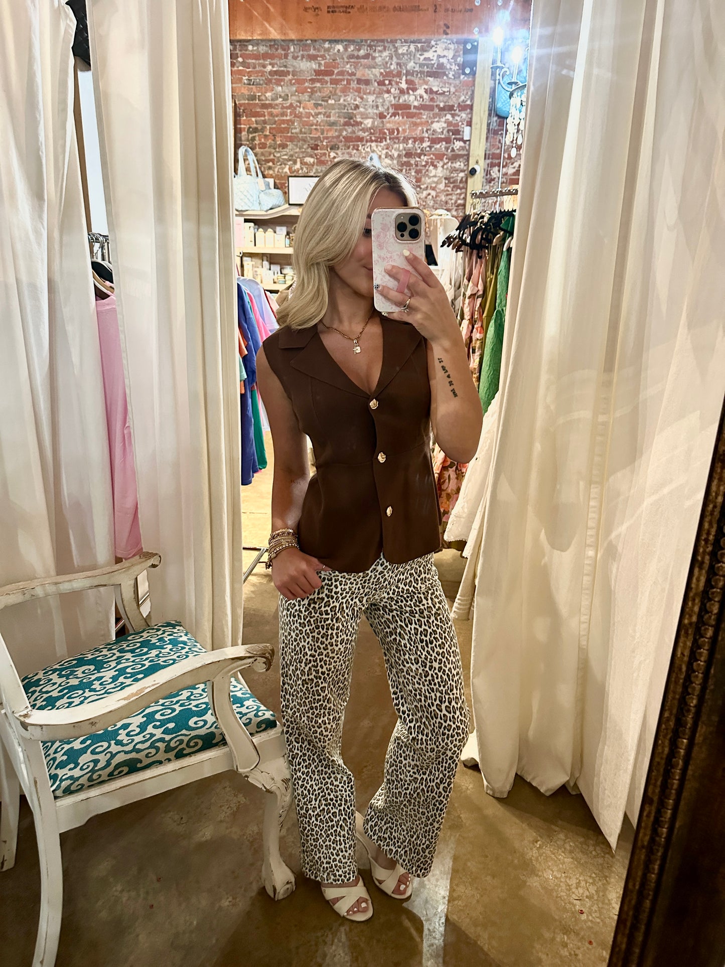 Brown Sweater Peplum vest
