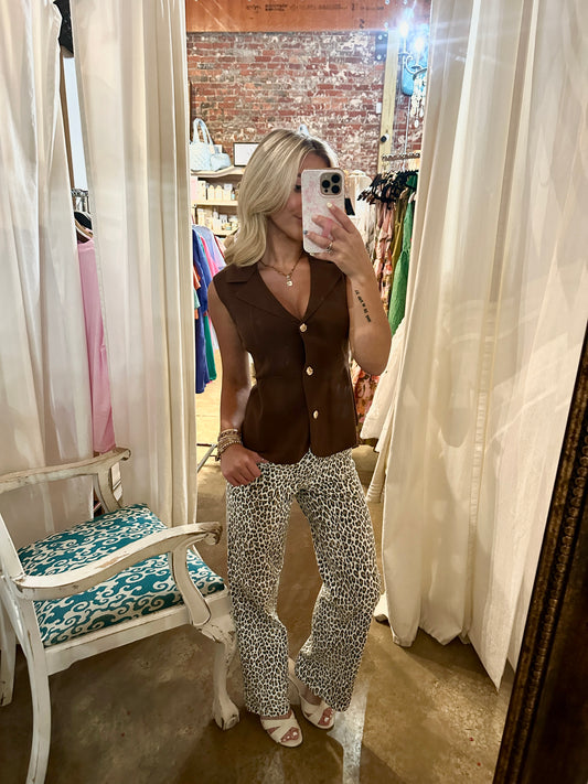Brown Sweater Peplum vest