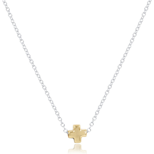 16" Necklace Mixed Metal - Signature Cross Small Gold