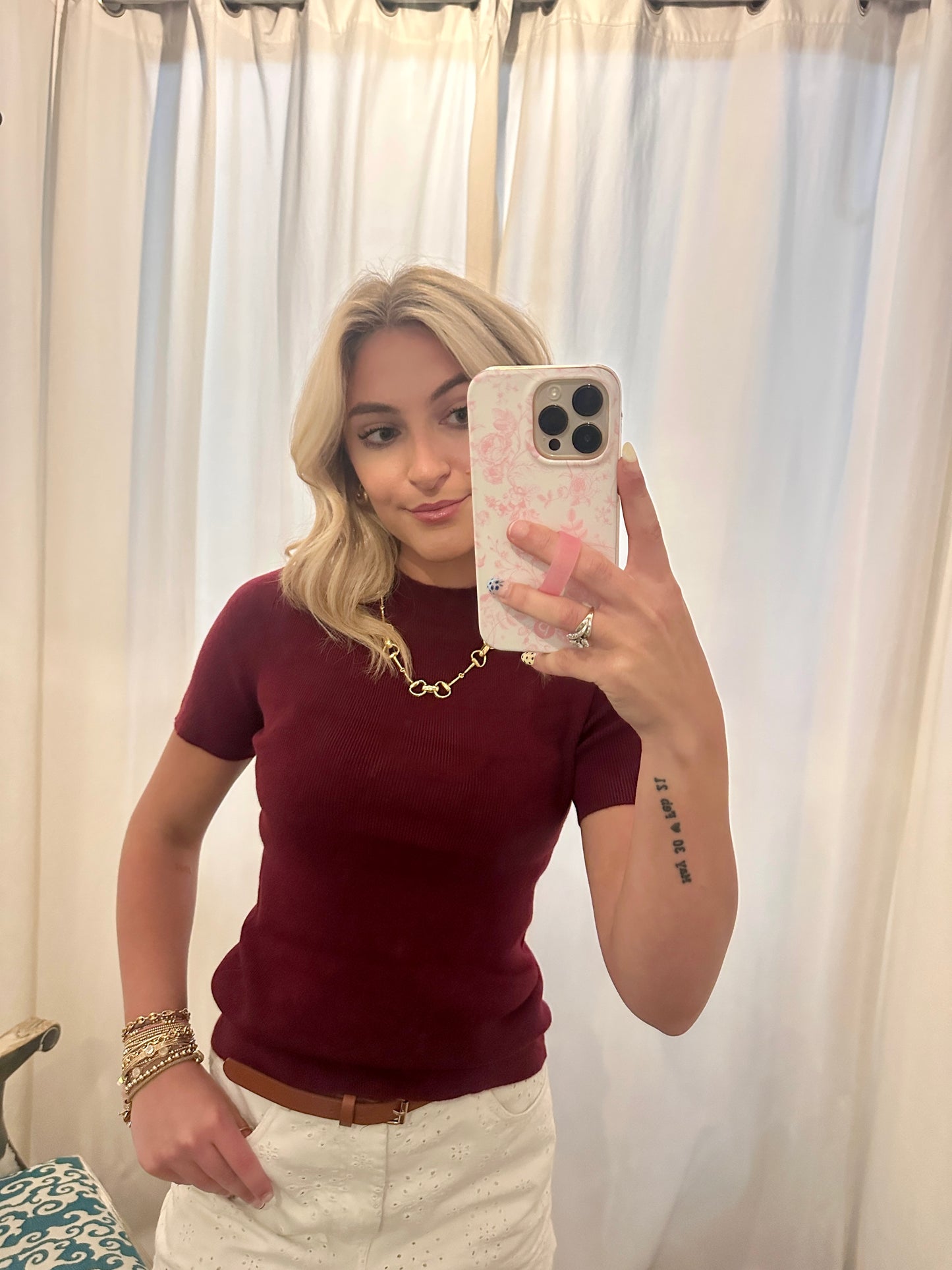 Burgundy soft knit sweater top
