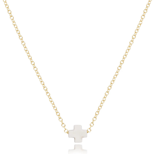 egiri 14" Necklace Gold - Signature Cross Small Off-White