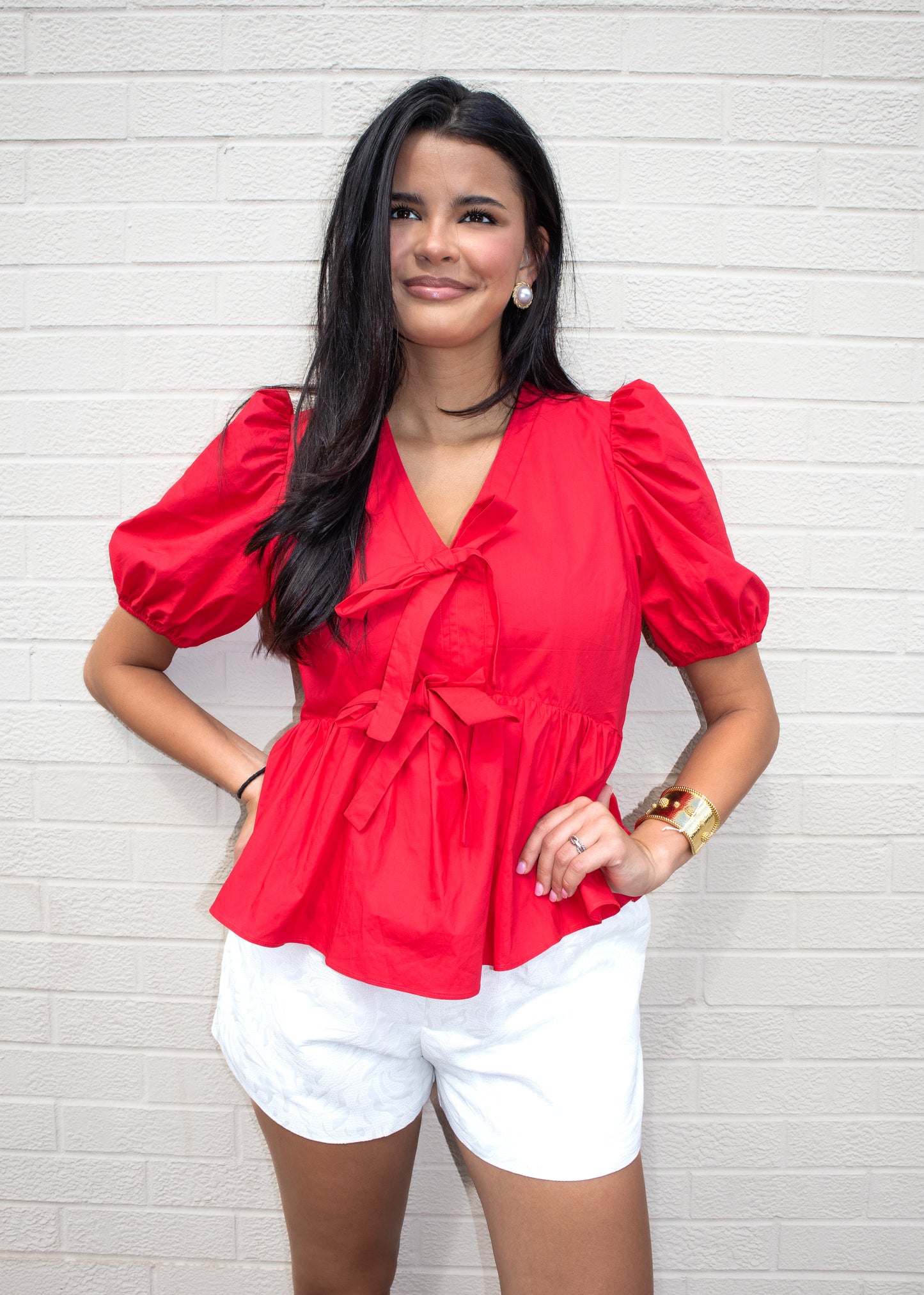 Carmen Red Bow Top