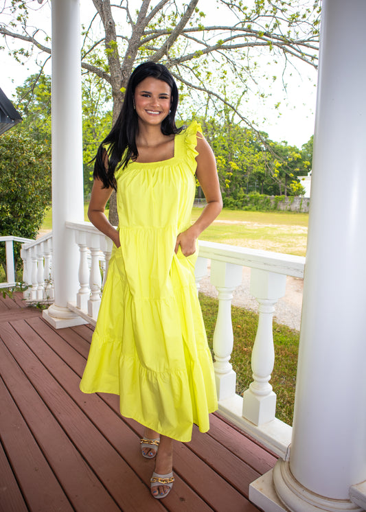 Lulu Lime Ruffle Midi Dress