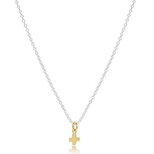 16" Necklace Mixed Metal - Signature Cross Small Gold Charm