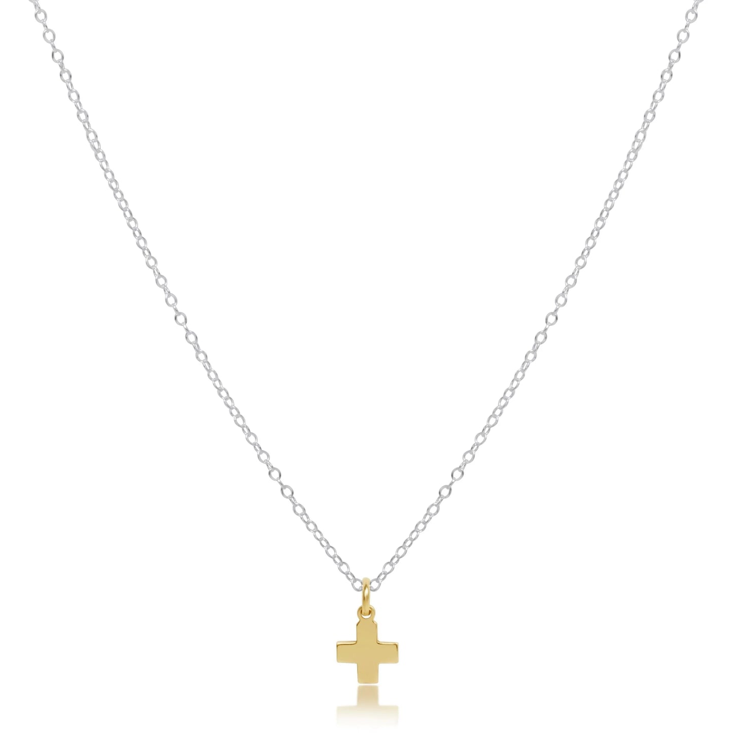 16" Necklace Mixed Metal - Signature Cross Gold Charm