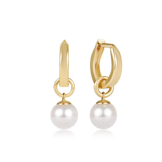Huggle Gold 0.5" Hoop - Classic Pearl 8mm Charm