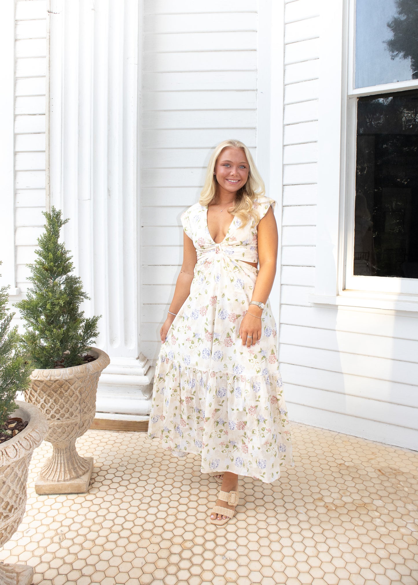 Hydrangea Fields Cut Out Dress