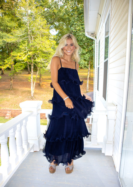 Pleated Tiered Long Dress