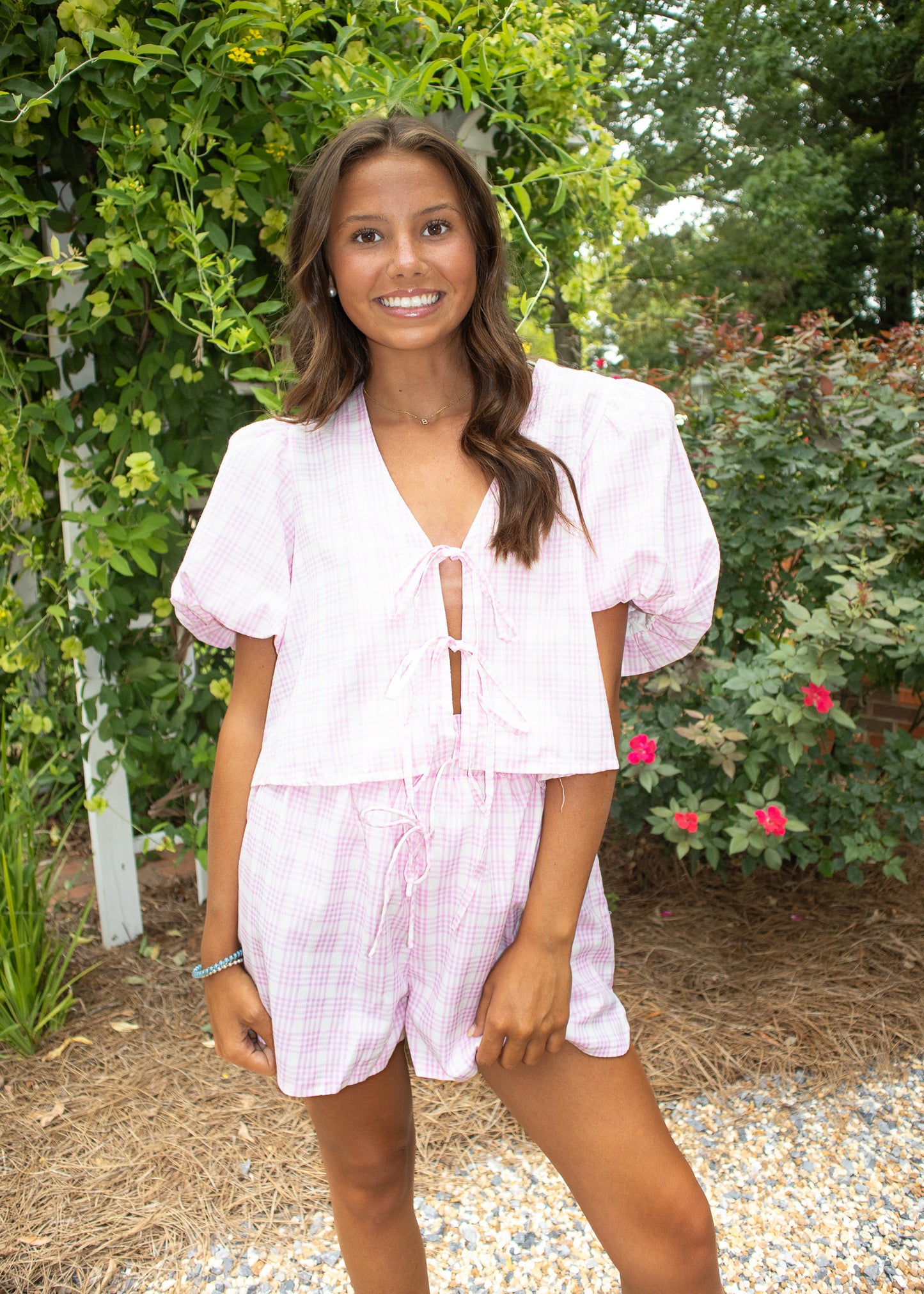 Charlotte Gingham Tie Top