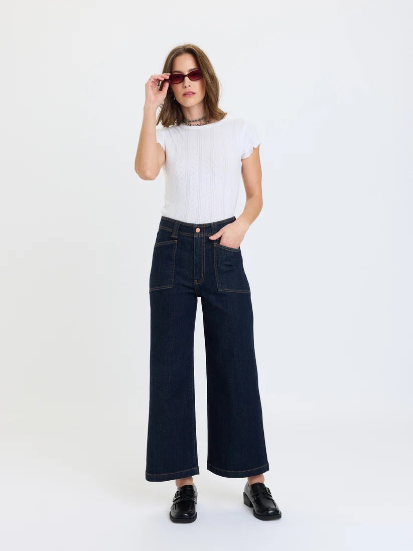 VALLEY GIRL WIDE LEG ANKLE IN RINSE daze